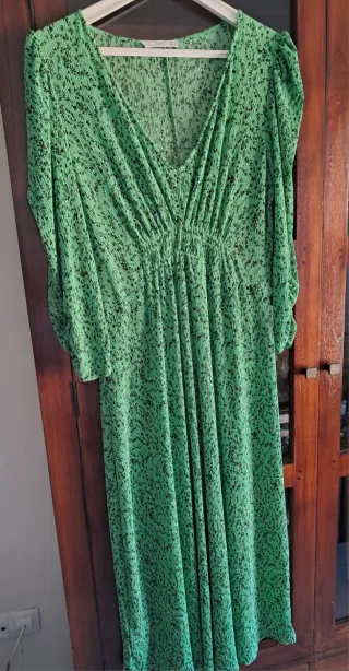 Vestido verde estampado Mango