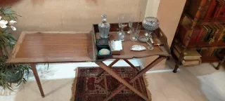 Mesa plegable inglesa de madera y cristal