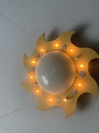 Lámpara Techo Infantil Sol Madera Cristal