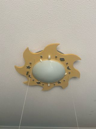 Lámpara Techo Infantil Sol Madera Cristal