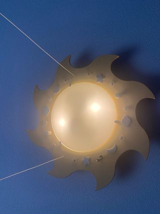 Lámpara Techo Infantil Sol Madera Cristal