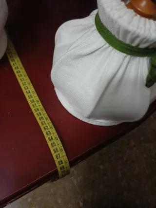 Lámpara rústica madera 5 pantallas tela