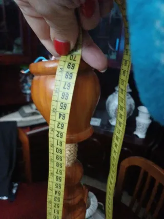 Lámpara rústica madera 5 pantallas tela