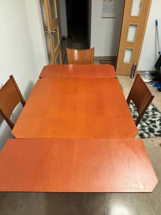 Mesa Comedor + 4 Sillas Madera Tapizadas