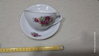Juego Taza y Platillo Cerámica Inglesa Floral