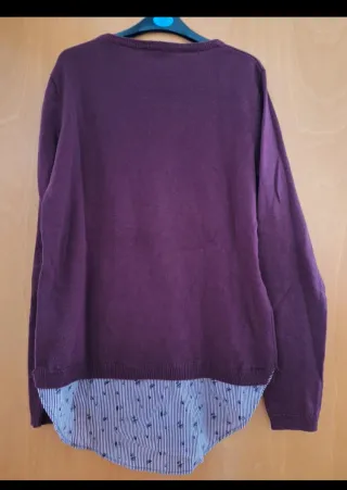 Jersey burdeos con camisa talla 42