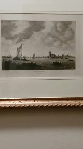 Acquaforte incorniciata con scena marina