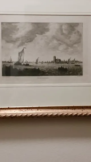 Acquaforte incorniciata con scena marina