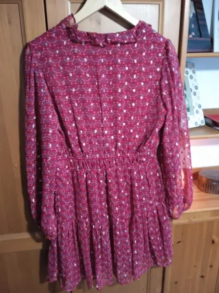 Vestido rosa y morado con estampado