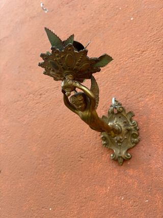 Candelabros antiguos ángeles bronce