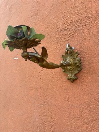 Candelabros antiguos ángeles bronce