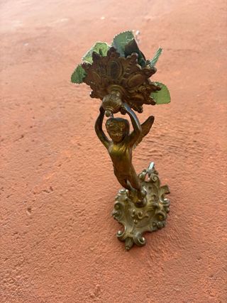 Candelabros antiguos ángeles bronce