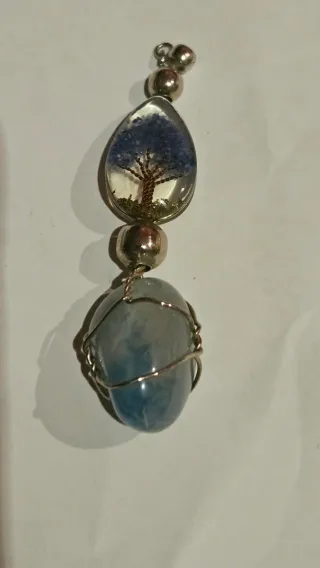 Collar árbol de la vida con piedra azul