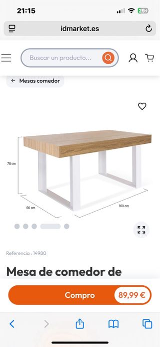 Mesa comedor industrial 160x90