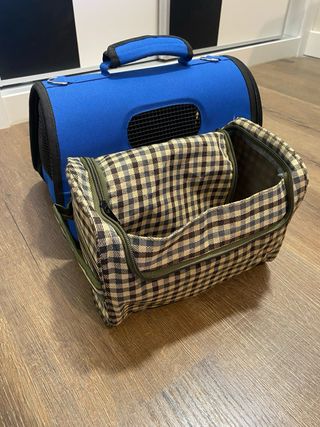 Transportín Plegable Perro/Gato Azul mas neceser