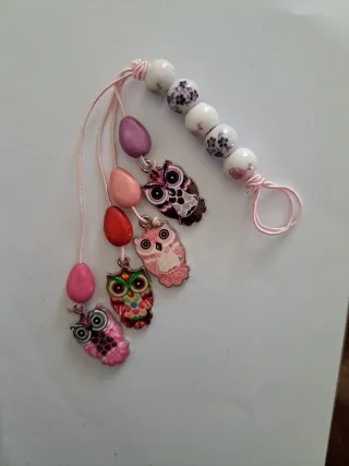 Portachiavi con Gufi e Perline
