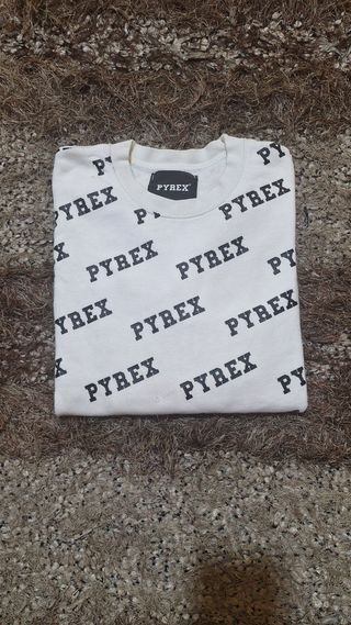 Felpa Pyrex bianca con logo all-over