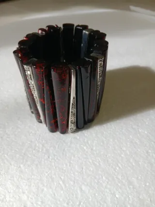 Grande bracciale vintage marrone e argento