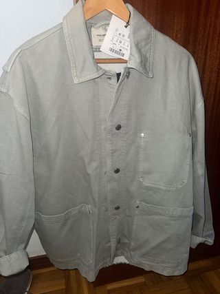 Sobrecamisa Pull&Bear Verde Agua Grisáceo Talla L-