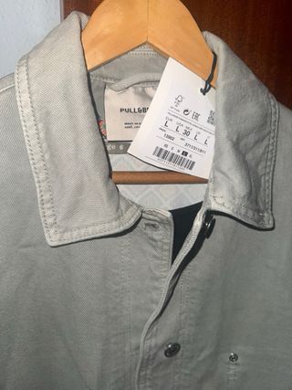 Sobrecamisa Pull&Bear Verde Agua Grisáceo Talla L-