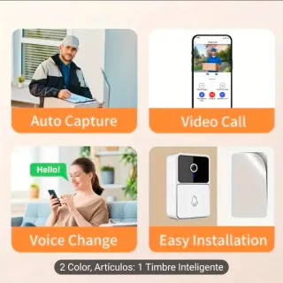 Timbre Inteligente con Cámara Blanco