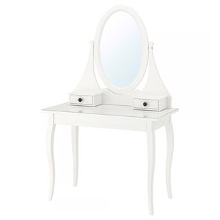 Tocador blanco con espejo ovalado