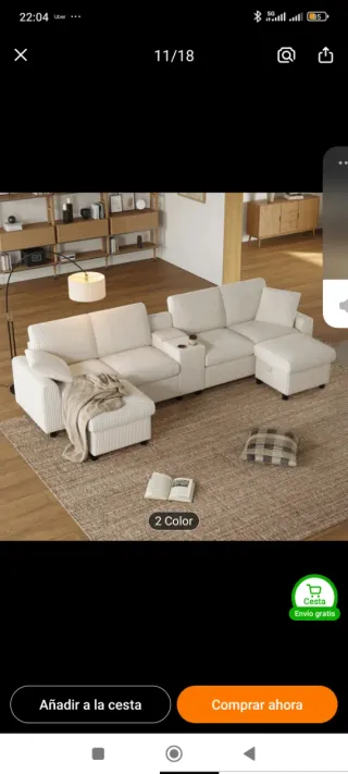 Sofá modular 4 plazas corduroy beige