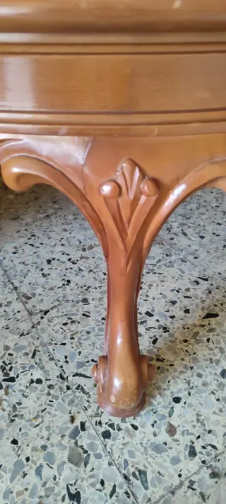 Mesa antigua madera y mármol