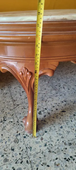 Mesa antigua madera y mármol