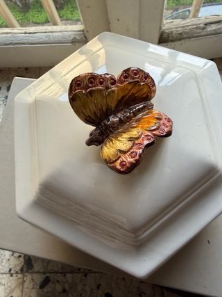 Zuppiera vintage esagonale con coperchio