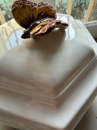 Zuppiera vintage esagonale con coperchio