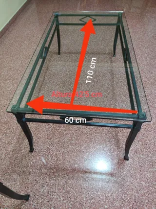 Juego mesas centro y auxiliar cristal y metal