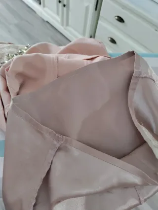 Vestido fiesta rosa Forever Unique T36 pedrería