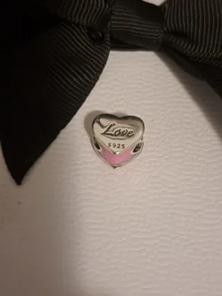 Charm Cuore Rosa e Argento