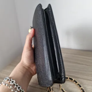 Bolso Cartera Chanel Piel Negra Cadena Dorada