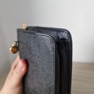 Bolso Cartera Chanel Piel Negra Cadena Dorada