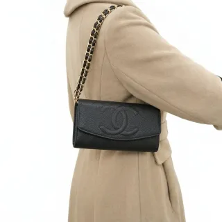 Bolso Cartera Chanel Piel Negra Cadena Dorada