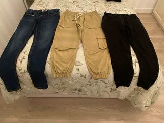 Lote 3 Pantalones: Beige, Negro, Azul
