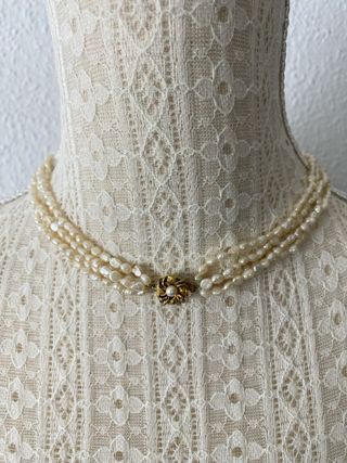 Collar de perlas naturales multicapa