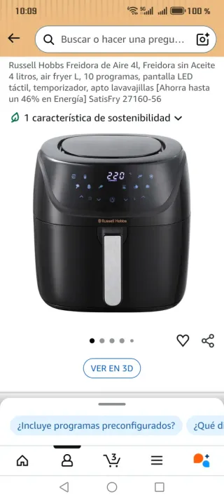 Freidora de aire Russell Hobbs negra