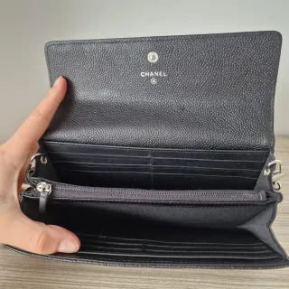 Bolso Cartera Chanel Piel Caviar Plateado