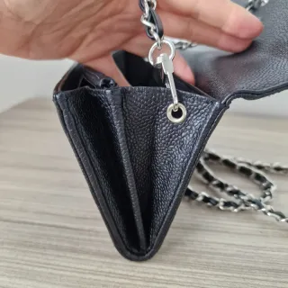 Bolso Cartera Chanel Piel Caviar Plateado