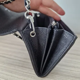 Bolso Cartera Chanel Piel Caviar Plateado