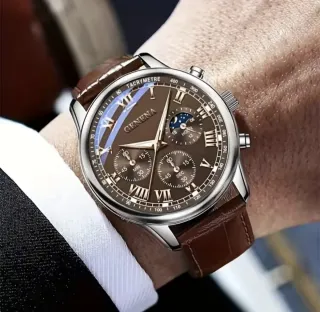 Orologio elegante da uomo marrone e dorato