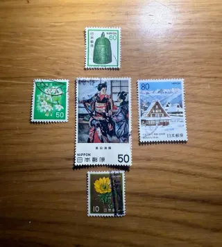 Lote 5 sellos japoneses NIPPON antiguos