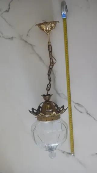 Farol de cristal facetado dorado