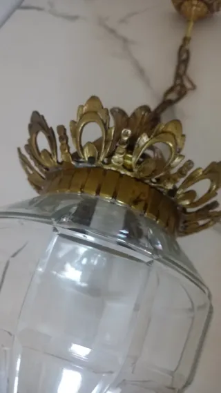Farol de cristal facetado dorado