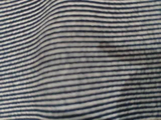 Pantalón rayas azul y blanco con cinturón y pinzas