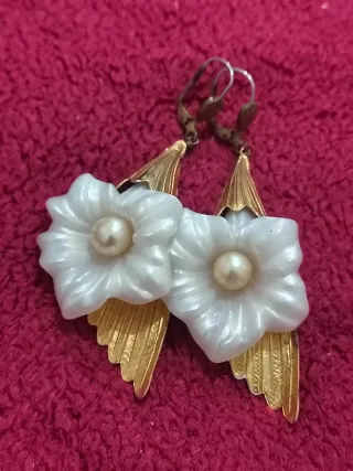 Orecchini vintage fiori perla oro