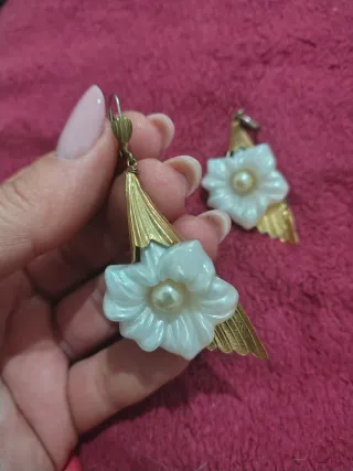 Orecchini vintage fiori perla oro
